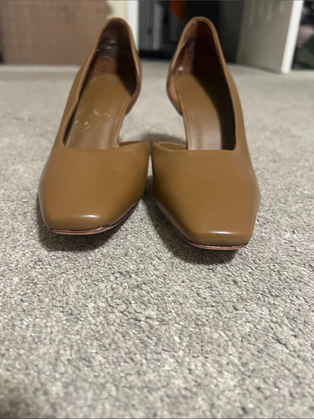 Vince Cognac Leather D’Orsay Kitten Heel Pumps Size 7